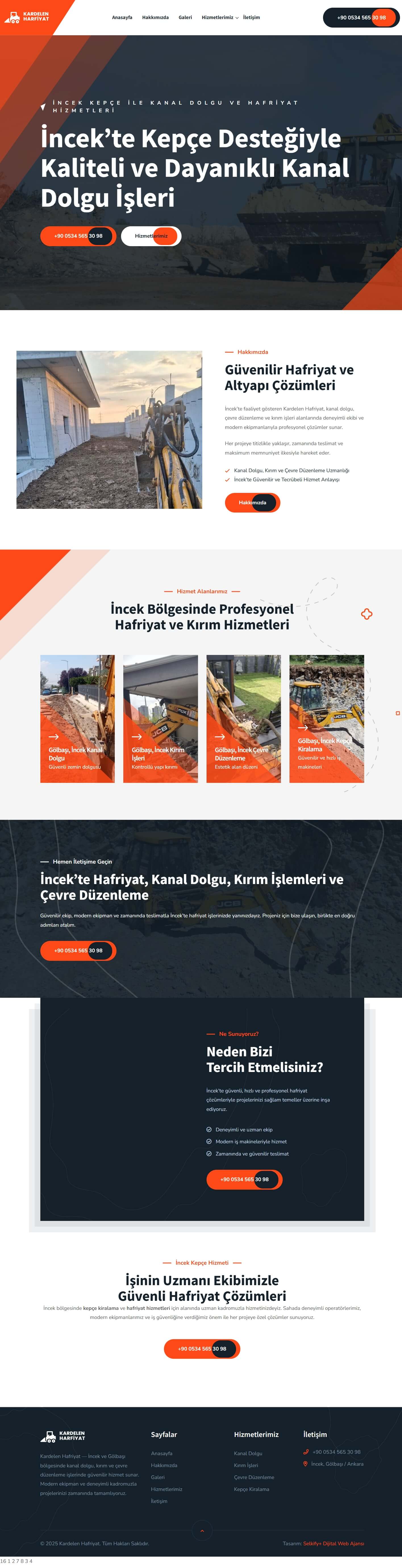 Kardelen Harfiyat'ın kurumsal web sitesi, inşaat ve hafriyat hizmetlerini tanıtmaktadır.